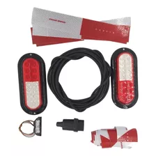 Kit Elétrico Reboque Led Com Ré Carretinha Reboque C/ Faixas