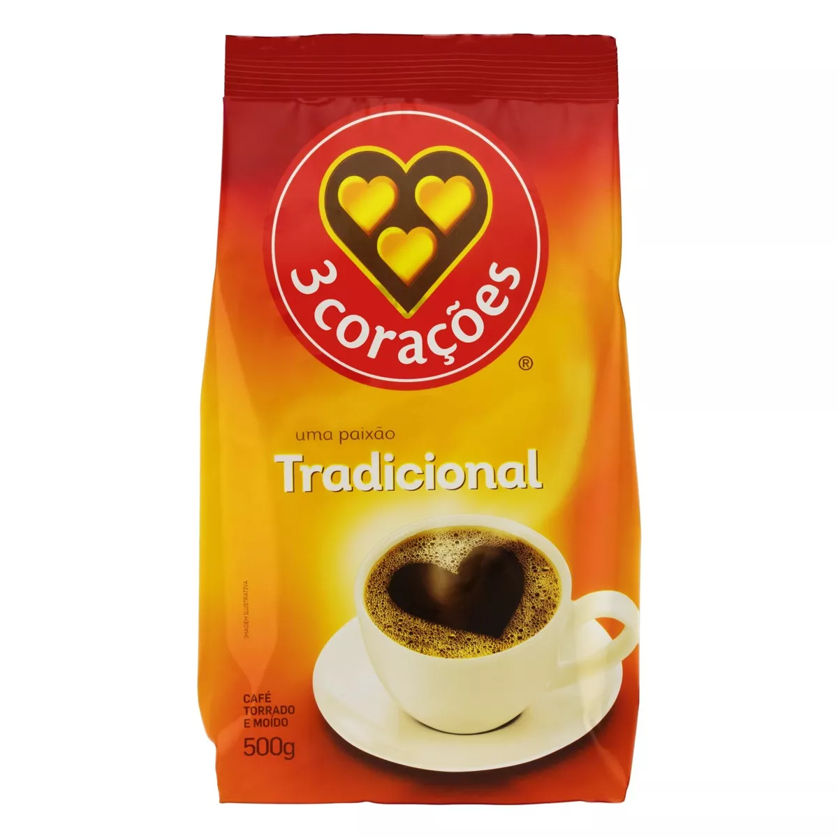 Café Torrado E Moído Tradicional 3 Corações Pacote 500g