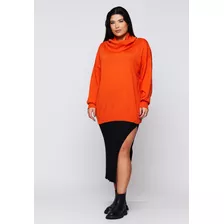 Blusa De Tricot Plus Size Manga Longa Gola Boba