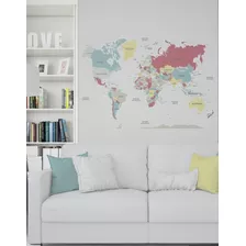 Mapa Mundi 120cm X 80cm En Español Colores A Elección