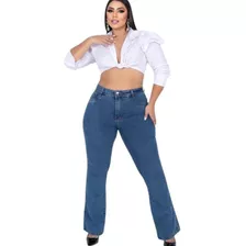 Calça Flare Jeans Com Elastano Feminina Plus Size Chic