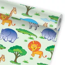 Papel De Parede Infantil Zoo Safari Animais Leão Zebra A397