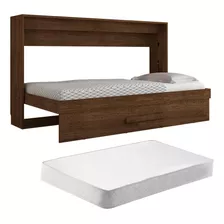 Cama De Parede Solteiro Lucy Malbec Com Colchão