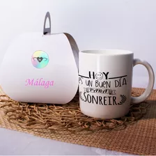 Taza Cerámica Con Frases Motivadoras - Hoy Es Un Buen Dia