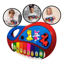 Pianinho Teclado Musical Infantil Som Luz Fazendinha Animais Cor Vermelho