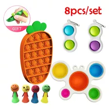 8pcs Popit Sensory Bubble Fidget Toy Com Presente