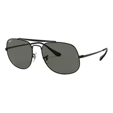 Anteojos De Sol Polarizados Ray-ban General Standard Con Marco De Acero Color Polished Black, Lente Green De Cristal Clásica, Varilla Polished Black De Acero - Rb3561