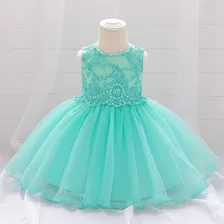 Vestido De Bebé De Fiesta Mini-mi Modelo Agostina Verde