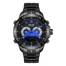 Relógio Masculino Weide Anadigi Wh8501b - Preto E Azul