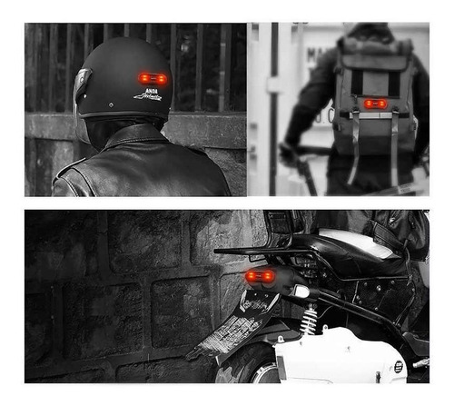 Luz Led  Advertencia Seguridad Para Casco Moto Visibilidad Foto 8