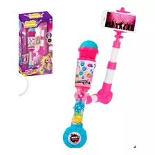 Micrófono Karaoke Infantil Con Selfie Stick Rosa