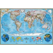 Mapa Mundi National Geographic 100x69cm Tela Pvc