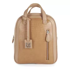 Mochila Cloe Para Mujer Mediana Charm Desprendible Con Asas Color Marrón Claro