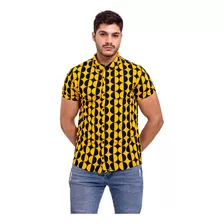 Camisa Viscose Estampada Alta Definição Com Botão Exclusiva