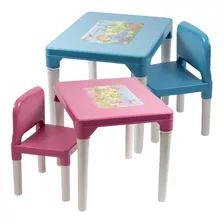 Mesa Educativa Infantil C/ Cadeira Para Crianças Rosa E Azul