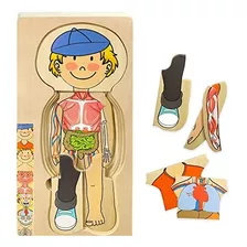 Kidzlane Boy Rompecabezas De Madera My Body Para Niños Peque