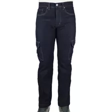 Calça Masculina Jeans Cargo Bolso Lateral Elastano Lycra