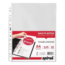 Saco Plástico A4 Furação Universal 0,05mm Cristal Liso