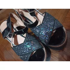 Sandalias Liotta Glitter Cuero Y Charol