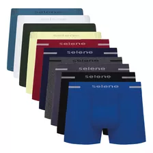 Kit 10 Cueca Boxer Sem Costura Microfibra Selene Masculina