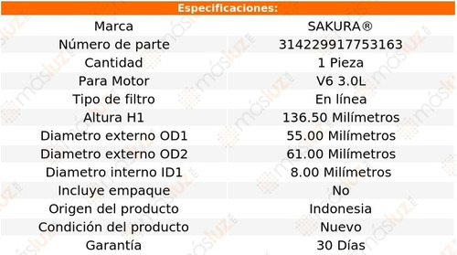 (1) Filtro Combustible Renault Laguna 3.0lv6 03/06 Sakura Foto 2