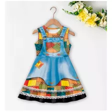 Vestido Infantil Menina Temático Estampa Junina 01