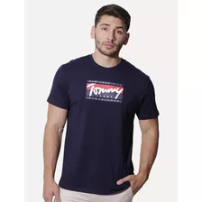 Camiseta Tommy Jeans Essential Script Tee Azul Marinho