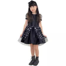 Vestido Infantil Preto Tule Sobre A Saia Meninas 1 A 10 Anos