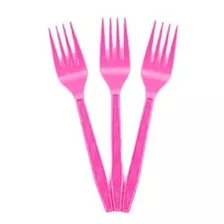 Tenedores Desechables Fucsia, 16cm, 50u