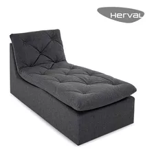 Sofá Chaise-longue Herval Flora, Linho Preto