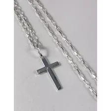 Corrente Cordão Prata Maciça 925 Bloco 70cm Crucifixo