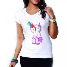 Playera Para Dama Y Caballero Unicornio Morado 