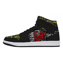 Tenis Korn Negro Banda Nu Metal Merch Bota Hi Top