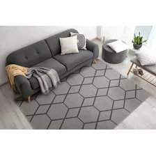 Tapete Comercial Tecido Hexagonal 150x200 Cm Textil Jserrano Cor Cinza-escuro Desenho Do Tecido Geométrico