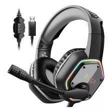 Auriculares Gamer Eksa Usb C/ Micro./ Vol. Control. Gris