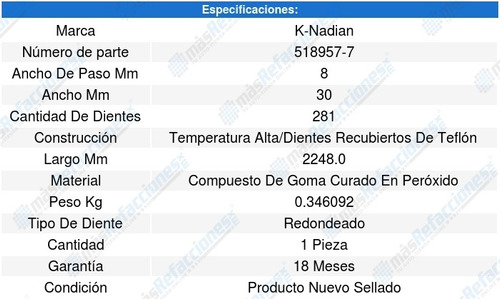 Banda Distribucion O Tiempo Legacy H4 2.0l 07-14 8600001 Foto 3