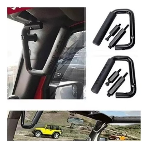 Par De Agarraderas Metal Rigido Jeep Wrangler Jk 07-17 Negro Foto 4