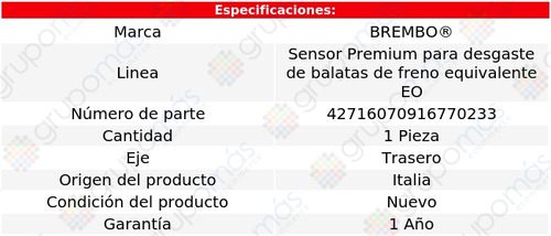 Sensor Para Balatas Trasera Bmw X3 Del 2004 Al 2010 Brembo Foto 2