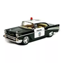 Miniatura Metal Chevrolet Bel Air Preto Police 1957 Kt5323d