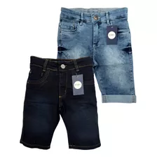 Kit 2 Bermudas Jeans Masculina Infantil Regulador Juvenil