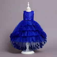 Vestido De Niña De Fiesta Mini-mi Modelo Chloe Azul