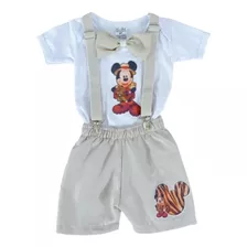 Conjunto Infantil Personagem Mickey Safari + Suspensorio