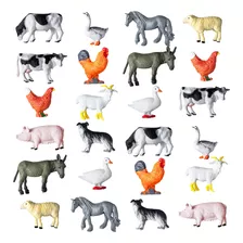 24 Piezas De Mini Figuras De Animales De Granja De Plástic.