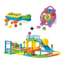 Brinquedos Educativo Infantil Pista Carros + Relógio + Hipo