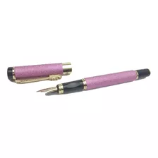 Caneta Executiva Bico De Pena Metal Luxo + Refil - Presente Cor Da Tinta Preto Cor Do Exterior Rosa