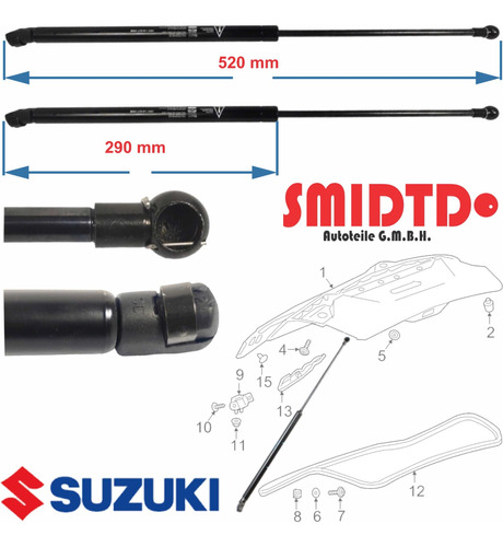 2 Amortiguadores De 5a Puerta Suzuki Swift 07-17 52 Cm Foto 3