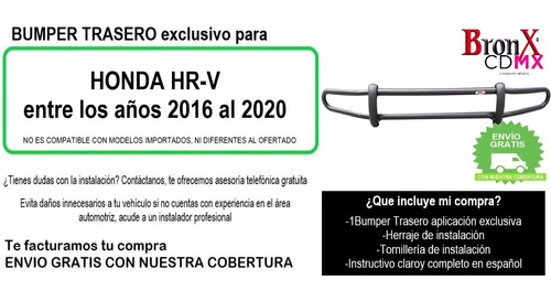 Bumper Trasero Para Honda Hrv 2016-2019 Foto 6