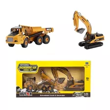 Set Maquinaria Dumper Articulado & Excavadora Escala 1:50 