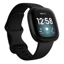 Smartwatch Fitbit Versa 3 1.58 Caja De Aluminio Anodizado Black Aluminum, Malla Black De Elastómero Y Aluminio Anodizado Y Bisel Negro Fb511
