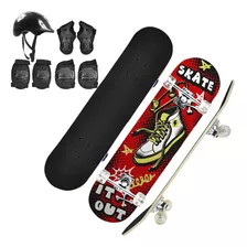 Skate Infantil 78cm Menino Grande Até 70kg Proteção Completo